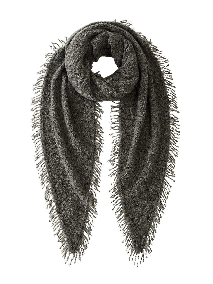 COMOBOCA Gray Women's Fringed Triangle Knit Scarf