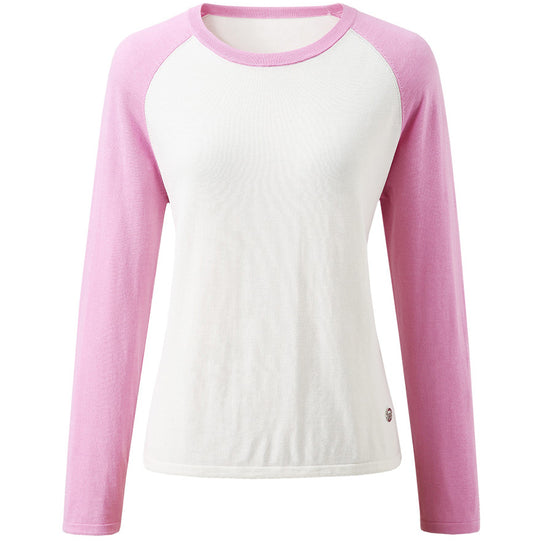 COMOBOCA Women's Colorblock Raglan Round Neck Sweater