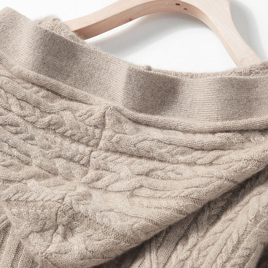 COMOBOCA 100% Cashmere Women's Loose Hooded Knit Coat