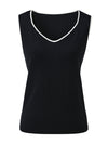 COMOBOCA Women's V-Neck Contrast Trim Tank Top