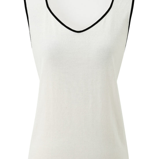 COMOBOCA Women's V-Neck Contrast Trim Tank Top