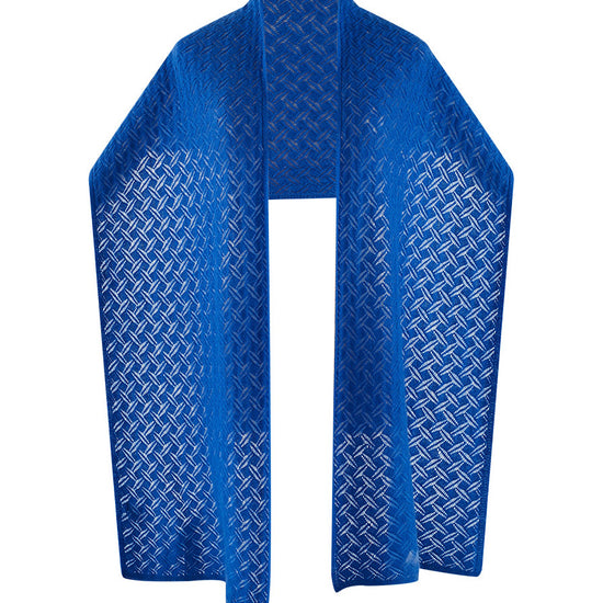 COMOBOCA BLUE 100% Cashmere Solid Color Knit Scarf