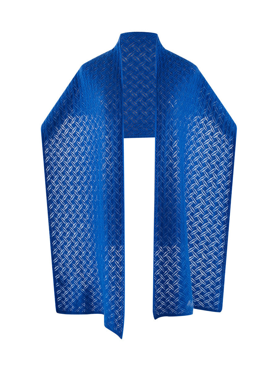 COMOBOCA BLUE 100% Cashmere Solid Color Knit Scarf