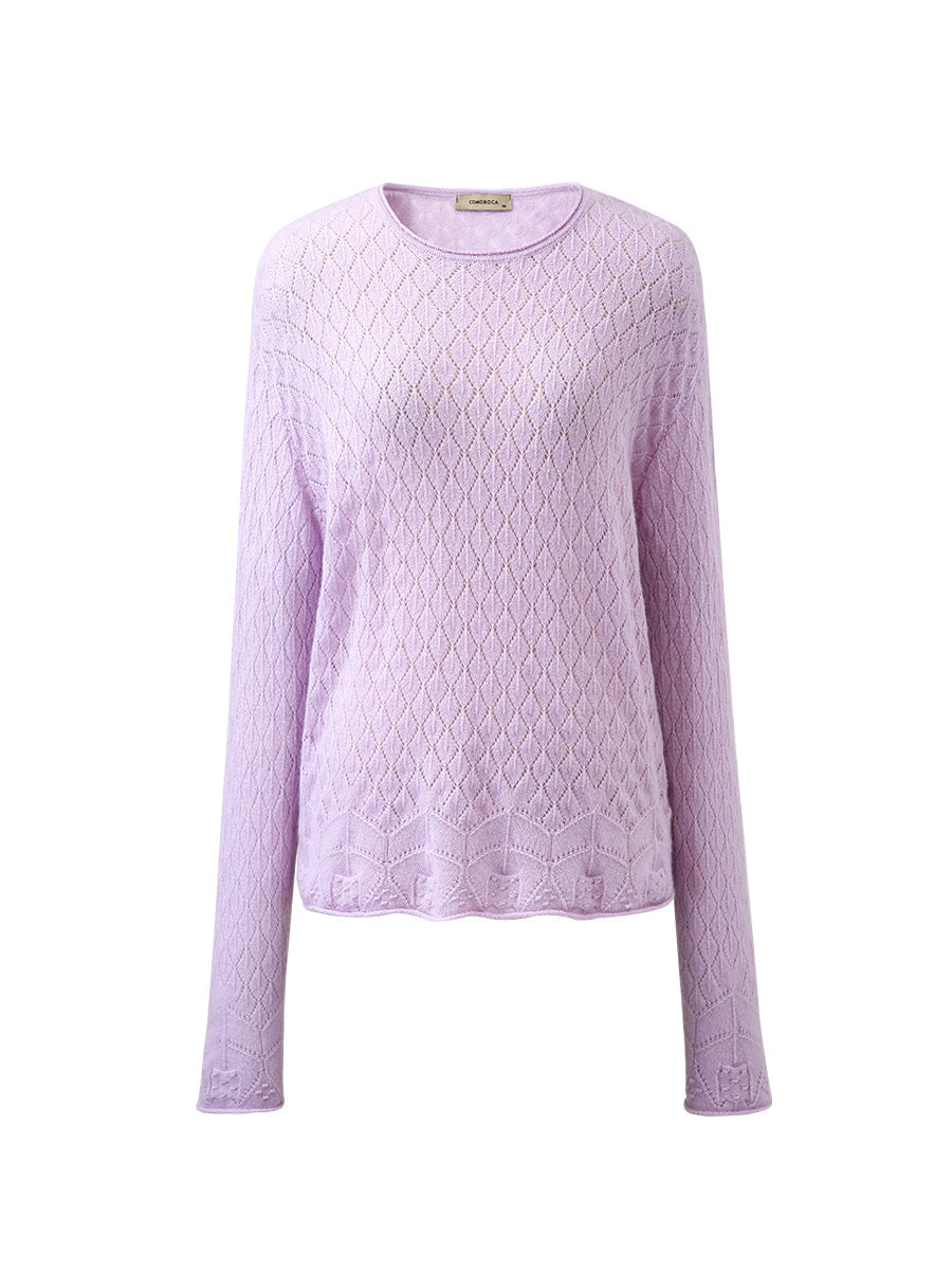 COMOBOCA 100% Cashmere Women's Diamond Pattern Pullover Sweater