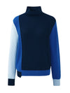 COMOBOCA 100% Cashmere Women's Color Block Turtleneck Sweater