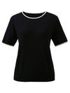 COMOBOCA Women's Contrast Trim Knit T-Shirt