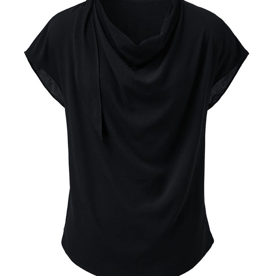 COMOBOCA 100% Mulberry Silk Women's Draped Cowl Neck Blouse