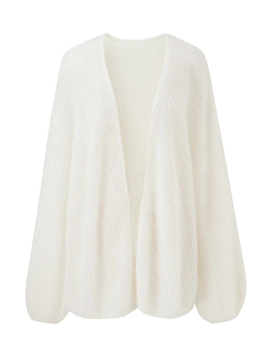 COMOBOCA Women's Mohair Fluffy Open Front Cardigan