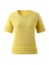 COMOBOCA Women's Scalloped Lace Trim Knit T-Shirt