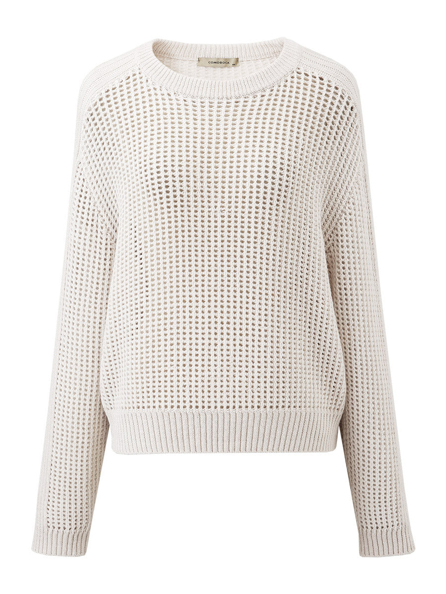 COMOBOCA 100% Wool Women's Ribbed Knit Sweater