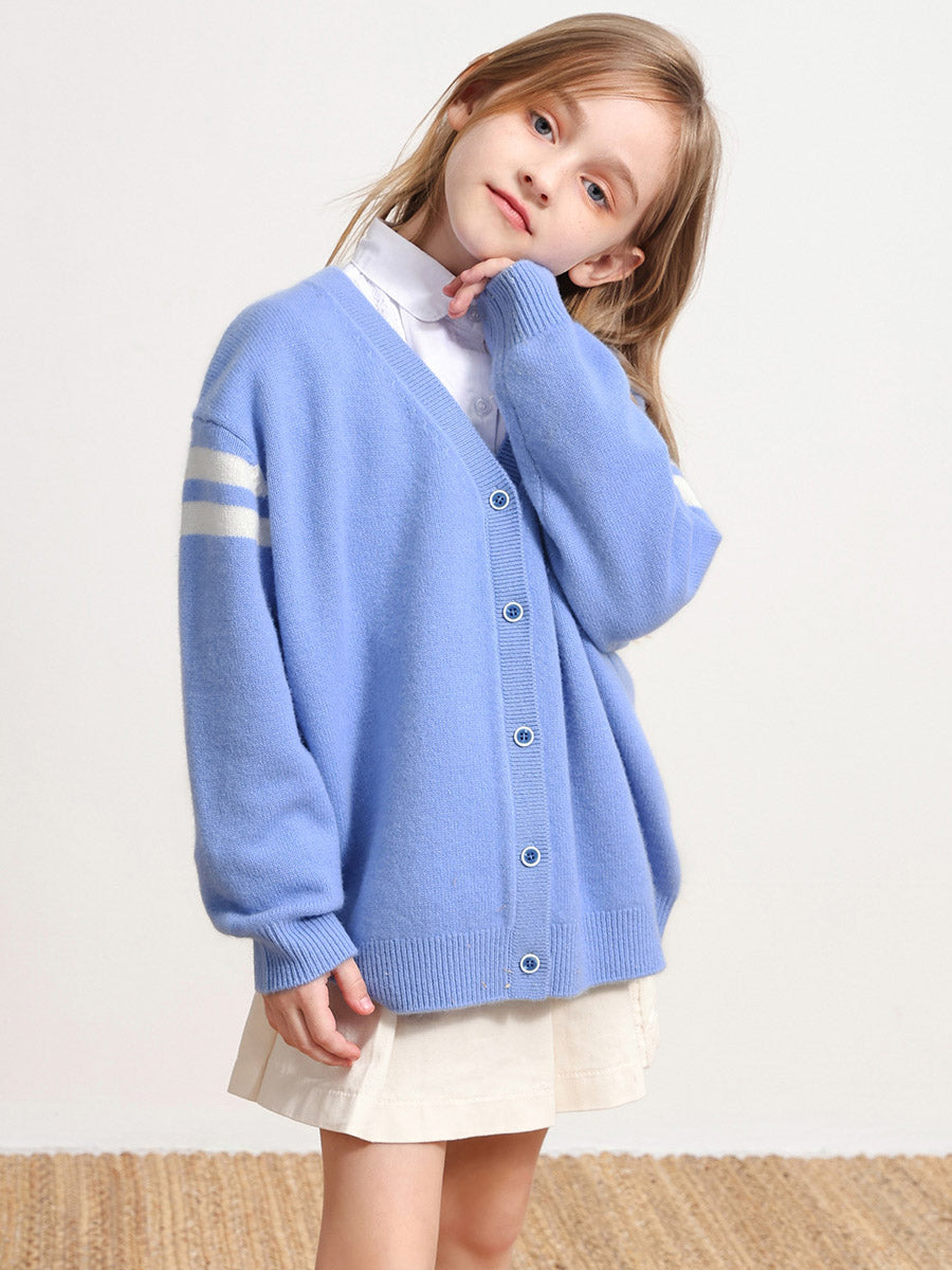 COMOBOCA 100% Wool Kids' V-Neck Cardigan