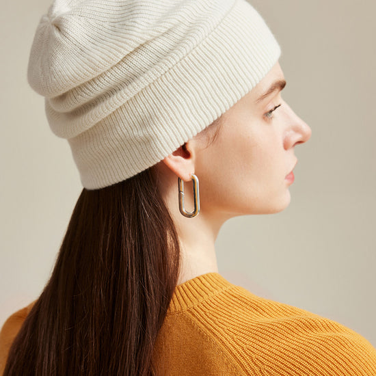 COMOBOCA 100% Cashmere Women's Ribbed Knit Beanie
