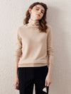 COMOBOCA BROWN 100% Wool Women's Ribbed Turtleneck Sweater