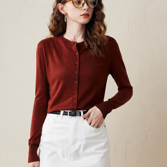 COMOBOCA Women's Classic Ribbed Button Up Cardigan