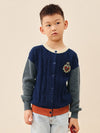 COMOBOCA 100% Wool Kids' Royal Embroidered Cable Knit Cardigan