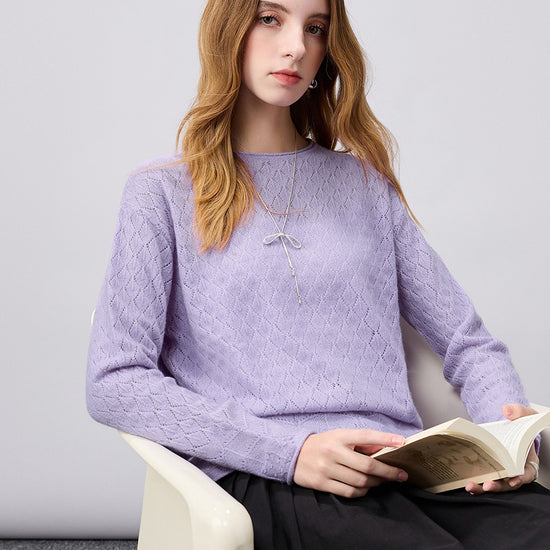 COMOBOCA 100% Cashmere Women's Diamond Pattern Pullover Sweater