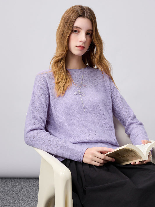 COMOBOCA 100% Cashmere Women's Diamond Pattern Pullover Sweater