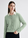 COMOBOCA Moonlight Green 100% Cashmere Women's Button-Up Cardigan