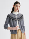 COMOBOCA 100% Cashmere Women's Fair Isle Cardigan Sweater