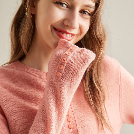 COMOBOCA 100% Cashmere Women's Round Neck Knit Sweater