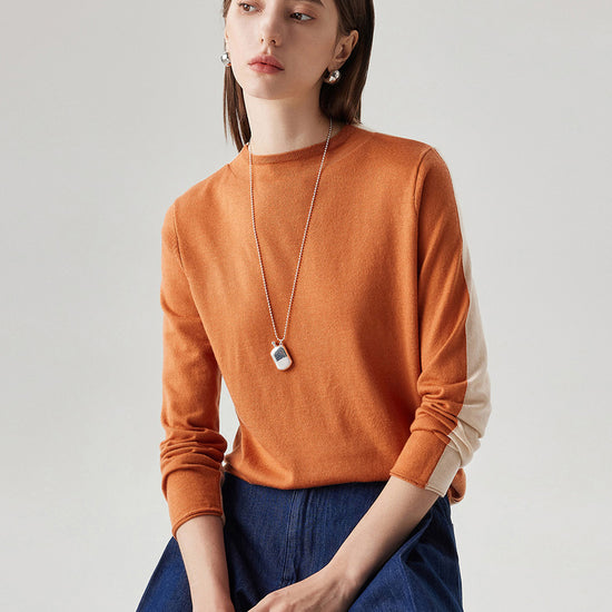 COMOBOCA Bronze Women's Reversible Color-Blocked Knit Sweater