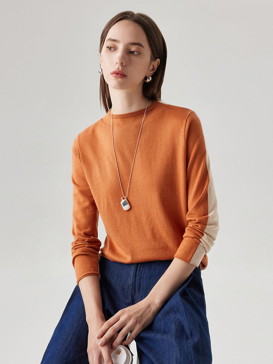 COMOBOCA Bronze Women's Reversible Color-Blocked Knit Sweater