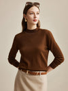 COMOBOCA Coffee 100% Wool Worsted Women's Elegant Sweater