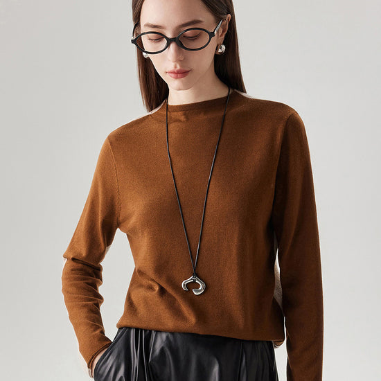 COMOBOCA Coffee Women's Reversible Color-Blocked Knit Sweater