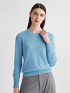 COMOBOCA Light Blue 100% Cashmere Women's Round Neck Sweater