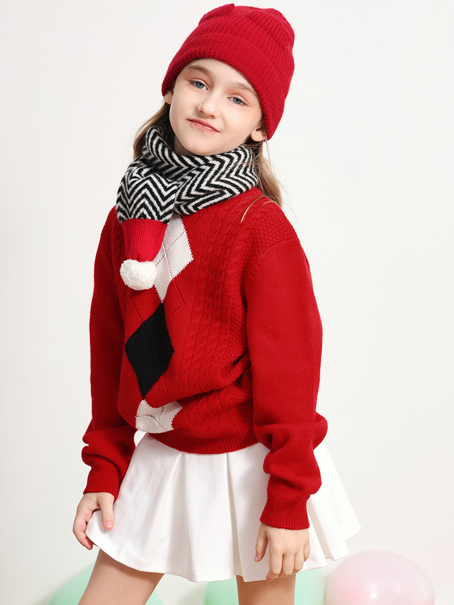COMOBOCA 100% Wool Kids' Round Neck Sweater