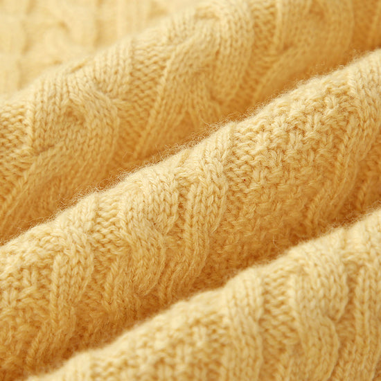 COMOBOCA 100% Wool Kid's Cable Knit Turtleneck Zip Up Cardigan