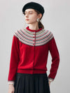 COMOBOCA 100% Cashmere Women's Fair Isle Button Front Cardigan