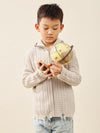 COMOBOCA 100% Wool Kid's Cable Knit Turtleneck Zip Up Cardigan
