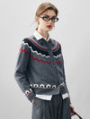 COMOBOCA 100% Cashmere Women's Fair Isle Button Down Cardigan