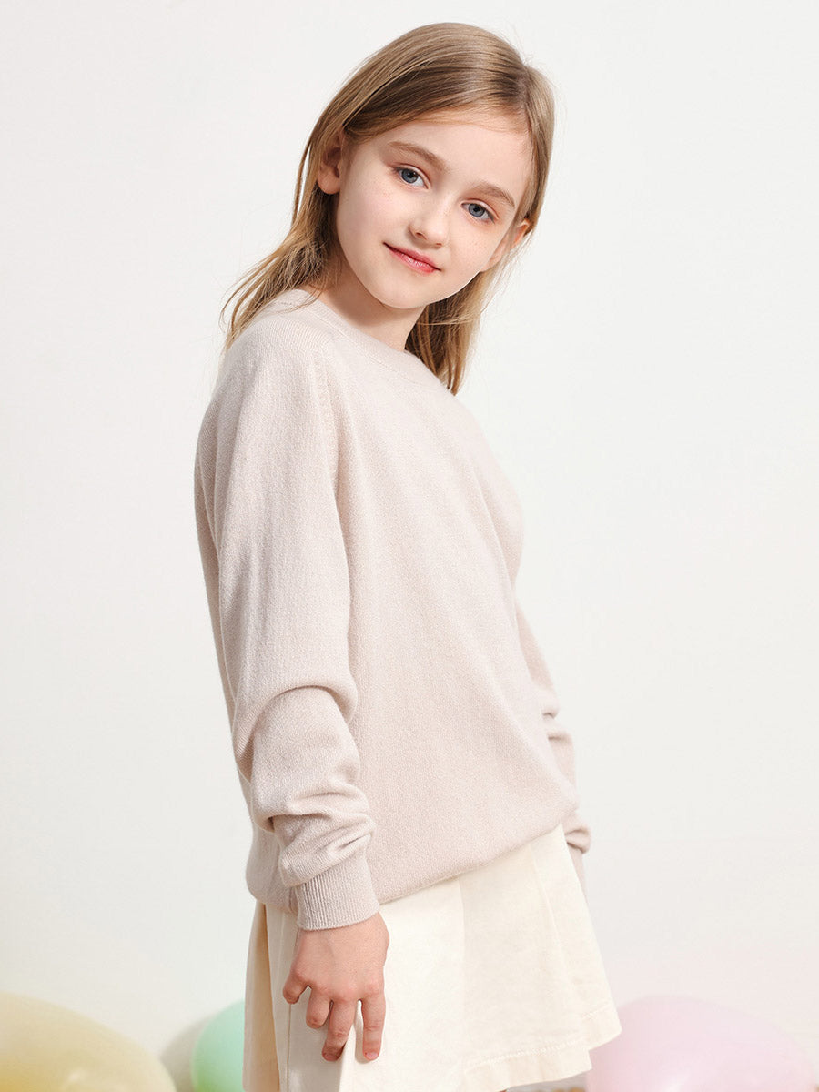 COMOBOCA 100% Wool Kids' Round Neck Plain 100% Sweater
