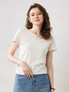 COMOBOCA Cloudy Women's Round Neck Knit T-Shirt