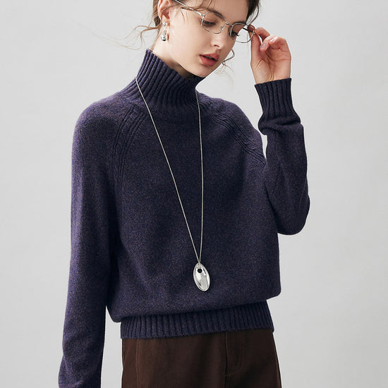 COMOBOCA 100% Cashmere Women's Ribbed Turtleneck Sweater