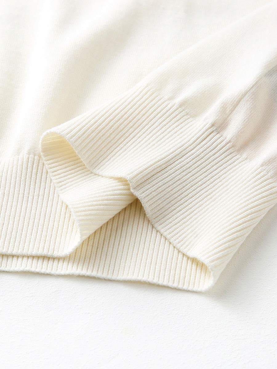 COMOBOCA Women's Lace Sleeve Round Neck Sweater