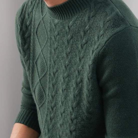 COMOBOCA 100% Cashmere Men's Ribbed Mock Neck Sweater