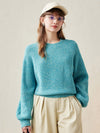 COMOBOCA Turquoise 100% Wool Women's Knit Pullover Sweater