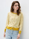 COMOBOCA Women's Striped Color Block Button Front Cardigan