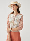 COMOBOCA Pink Women's Floral Ribbed Button-Up Cardigan