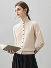 COMOBOCA 100% Cashmere Women's Turtleneck Button Front Knit Cardigan