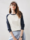 COMOBOCA Women's Colorblock Raglan Round Neck Sweater