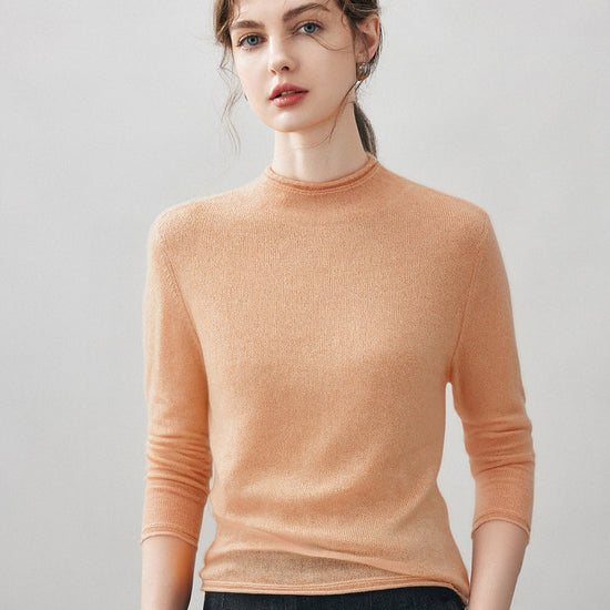 COMOBOCA CAMEL PINK 100% Cashmere Women's Round Neck Knit sweater