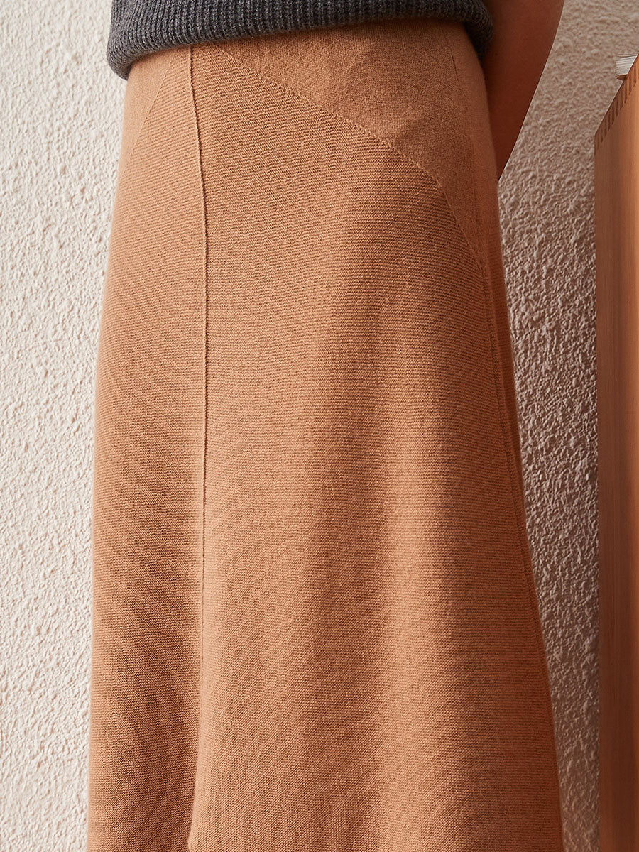 COMOBOCA 100% Cashmere Women's Split Knit Pencil Skirt