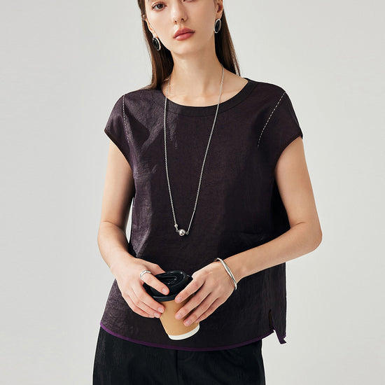 COMOBOCA 100% Mulberry Silk Women's Double Sided T-Shirt