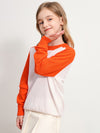 COMOBOCA ORANGE 100% Wool Kids' Round Neck Color Block Sweater