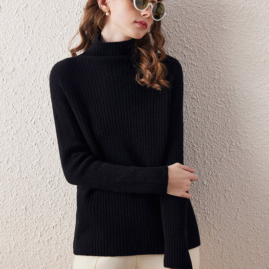 COMOBOCA 100% Wool Women's All-in-One Knit Turtleneck Sweater