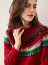COMOBOCA 100% Cashmere Women's Fair Isle Sweater